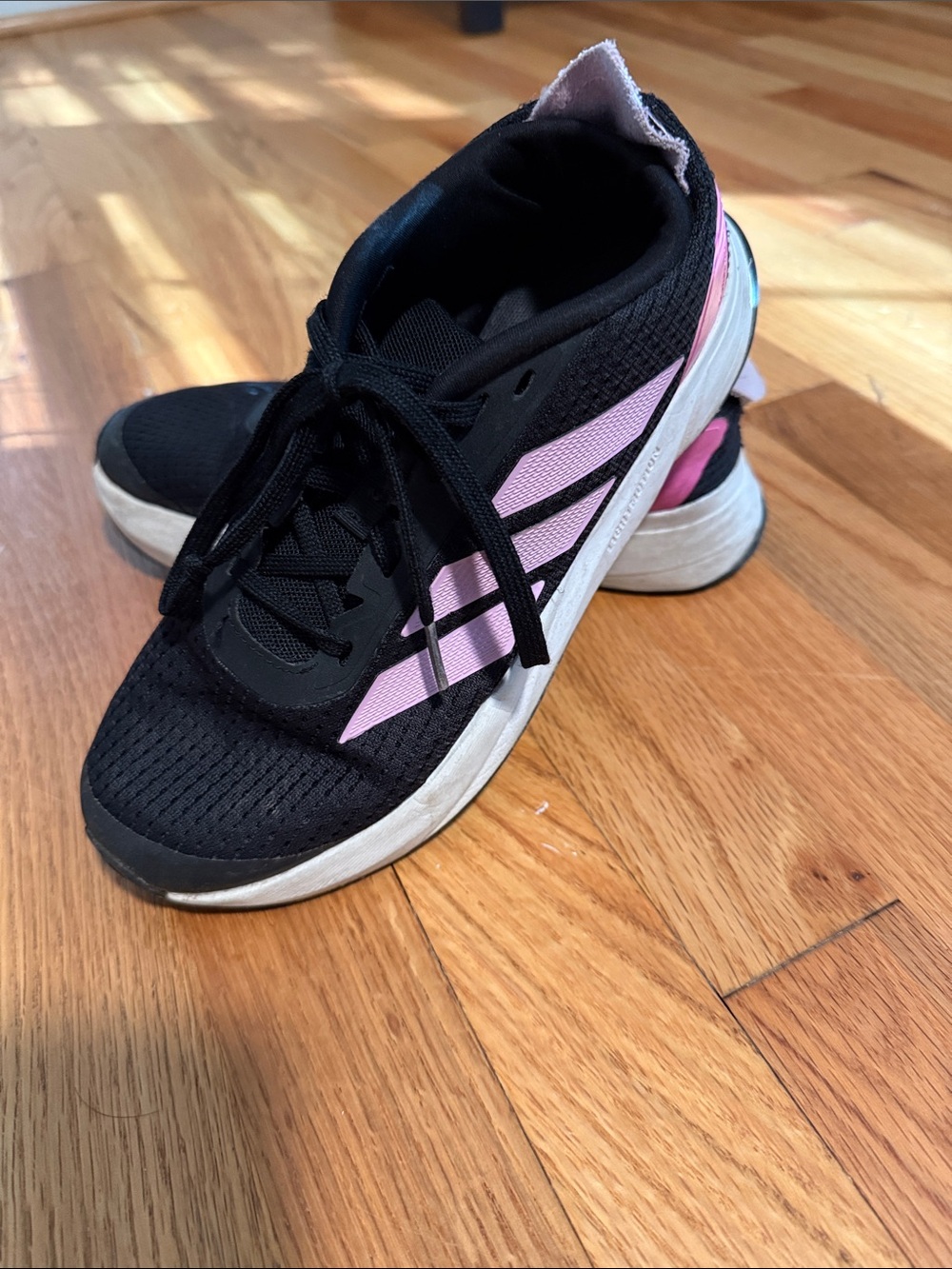 adidas Kids Black and Light Pink Athletic Sneakers